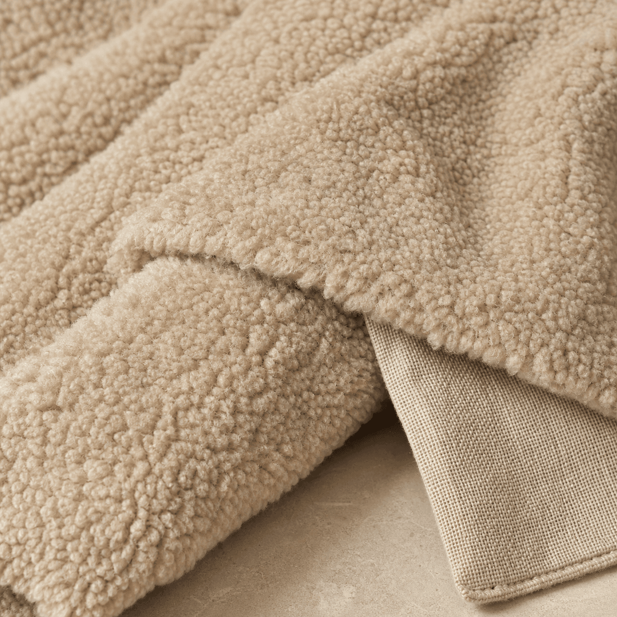 Close-up of velvety sherpa fabric